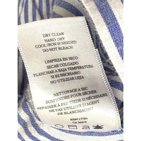 Rails Beaded Button Up Blouse Blue White Stripes Holiday Glam Women’s Size L - Picture 8 of 10